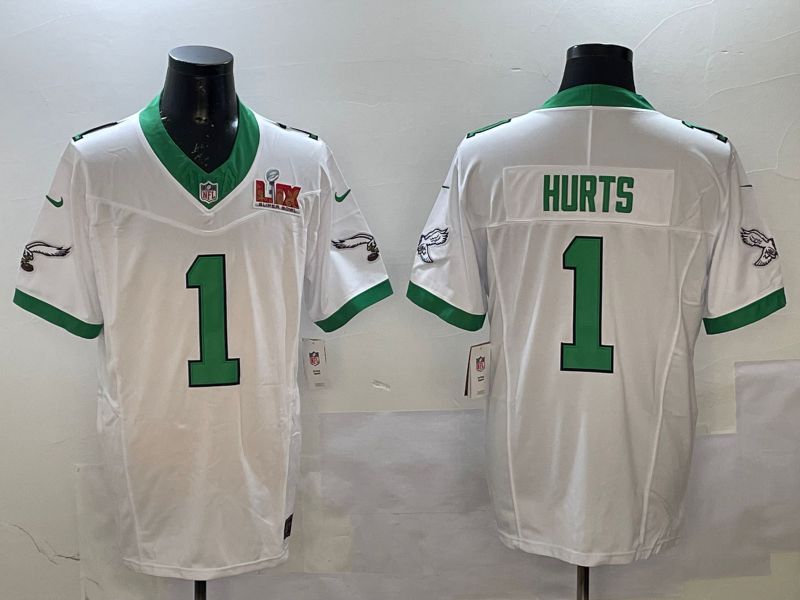 Men Philadelphia Eagles 1 Hurts White Retro three generations 2025 Nike Vapor Limited NFL Jersey style 2